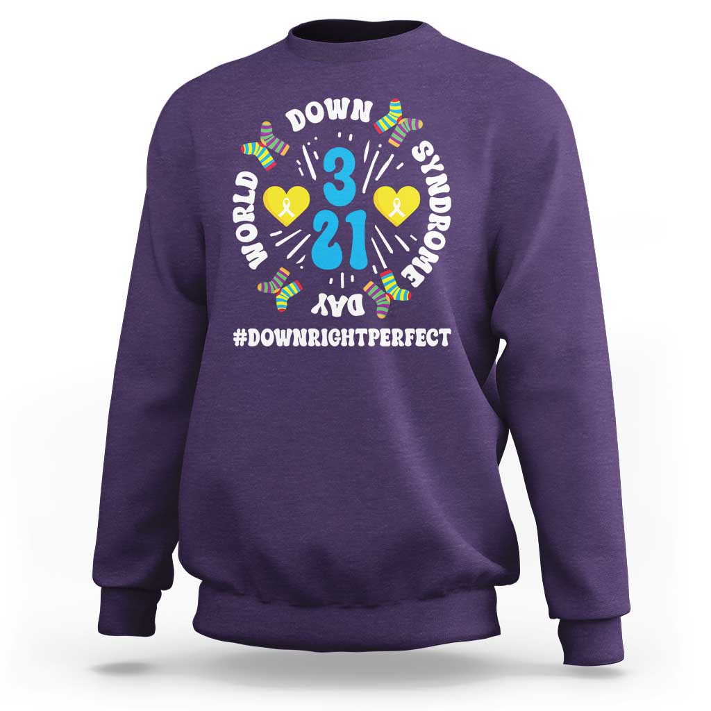 World Down Syndrome Day Sweatshirt 321 Awareness Support Blue Yellow Ribbon