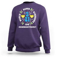 World Down Syndrome Day Sweatshirt 321 Awareness Support Blue Yellow Ribbon