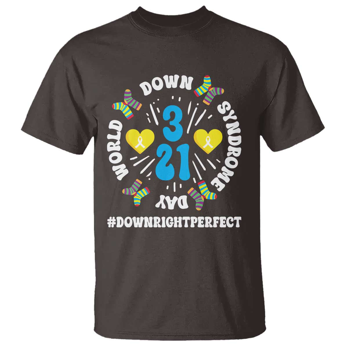 World Down Syndrome Day T Shirt 321 Awareness Support Blue Yellow Ribbon