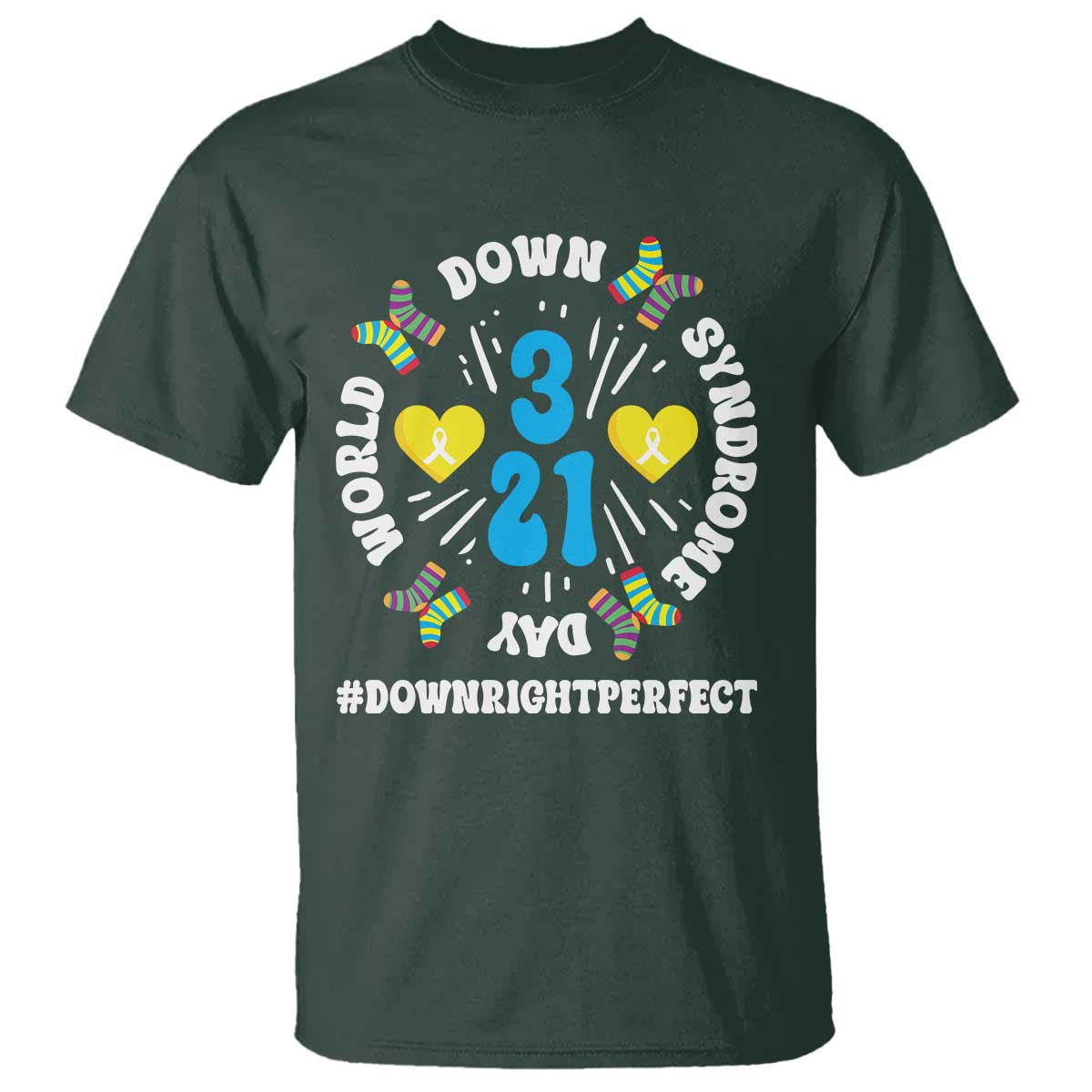 World Down Syndrome Day T Shirt 321 Awareness Support Blue Yellow Ribbon