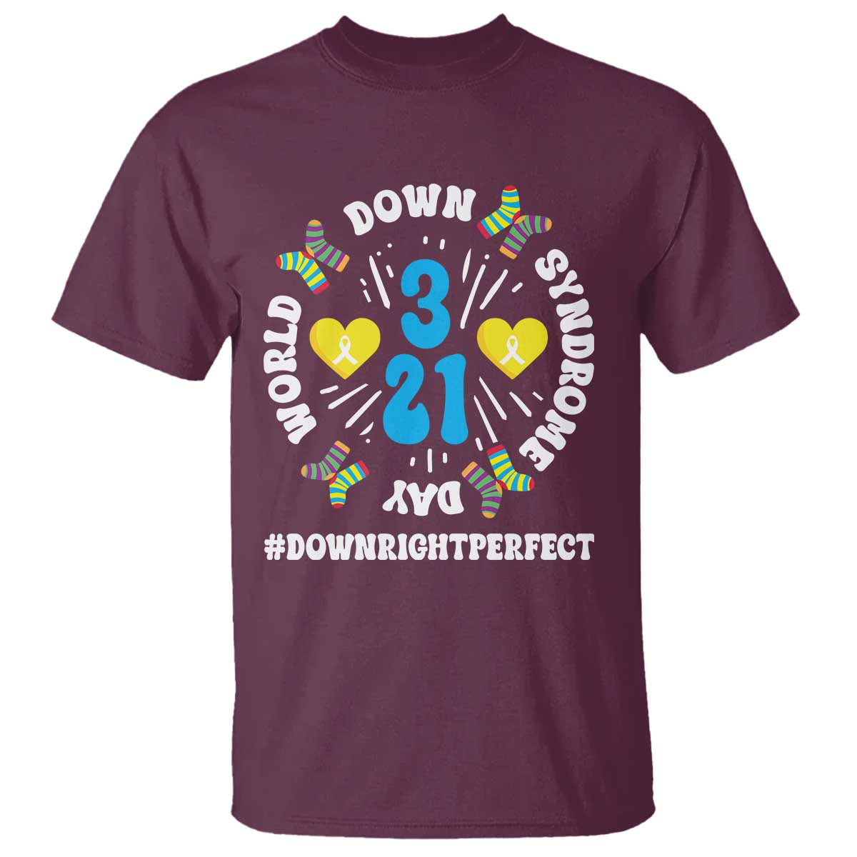 World Down Syndrome Day T Shirt 321 Awareness Support Blue Yellow Ribbon