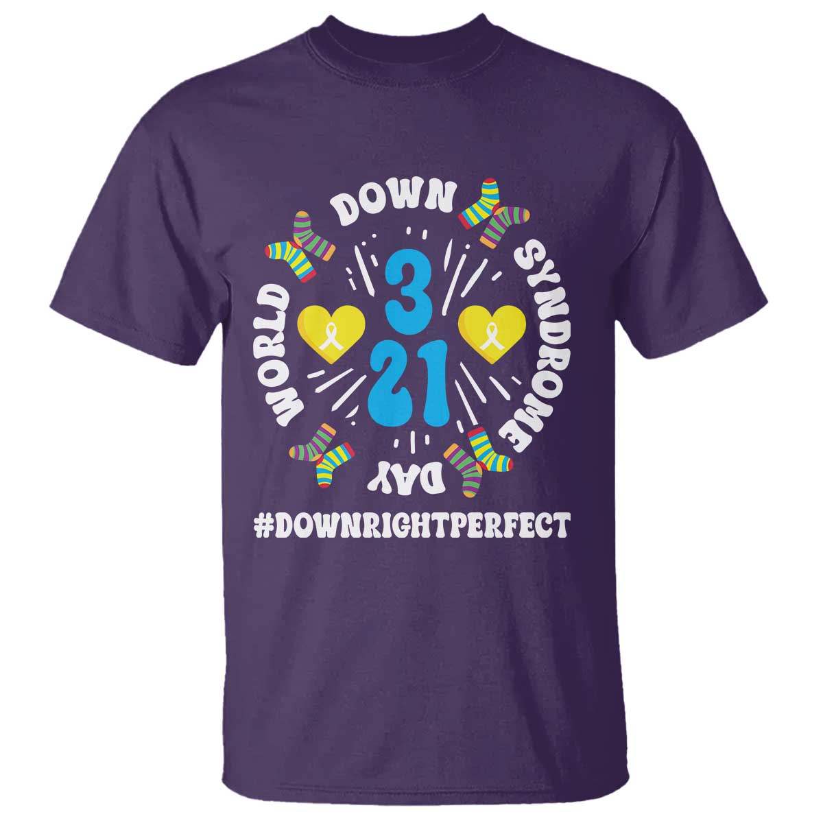 World Down Syndrome Day T Shirt 321 Awareness Support Blue Yellow Ribbon