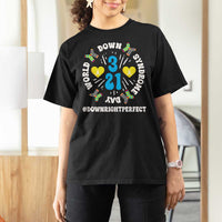 World Down Syndrome Day T Shirt For Women 321 Awareness Support Blue Yellow Ribbon