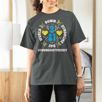World Down Syndrome Day T Shirt For Women 321 Awareness Support Blue Yellow Ribbon