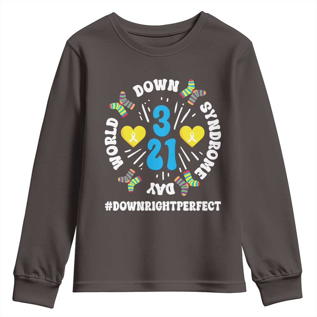 World Down Syndrome Day Youth Sweatshirt 321 Awareness Support Blue Yellow Ribbon