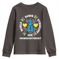 World Down Syndrome Day Youth Sweatshirt 321 Awareness Support Blue Yellow Ribbon