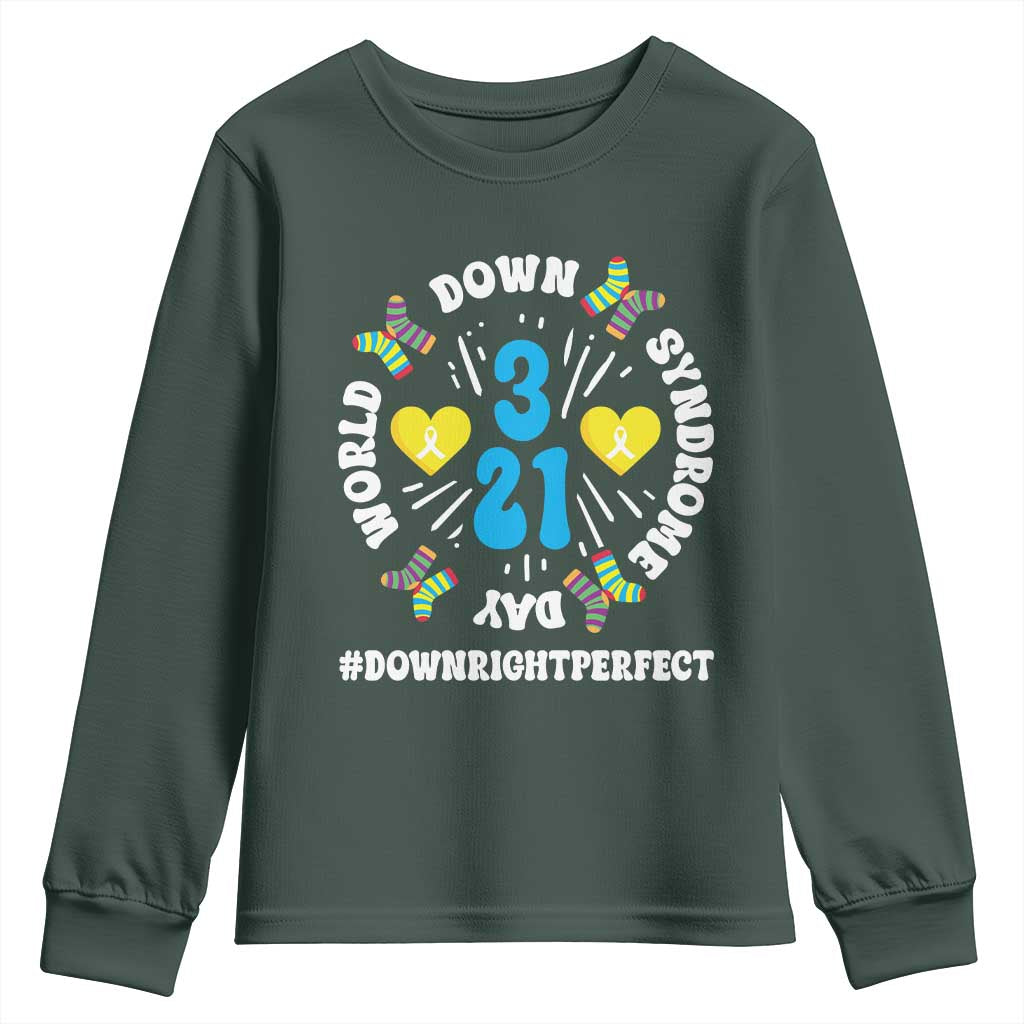World Down Syndrome Day Youth Sweatshirt 321 Awareness Support Blue Yellow Ribbon