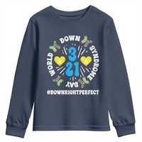 World Down Syndrome Day Youth Sweatshirt 321 Awareness Support Blue Yellow Ribbon