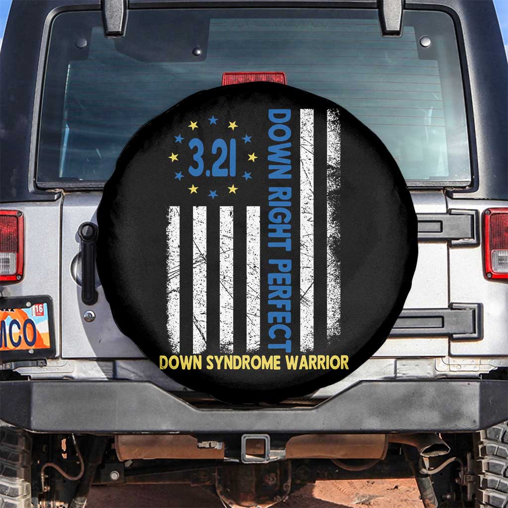 World Down Syndrome Day Spare Tire Cover Blue Yellow Ribbon American Flag 321