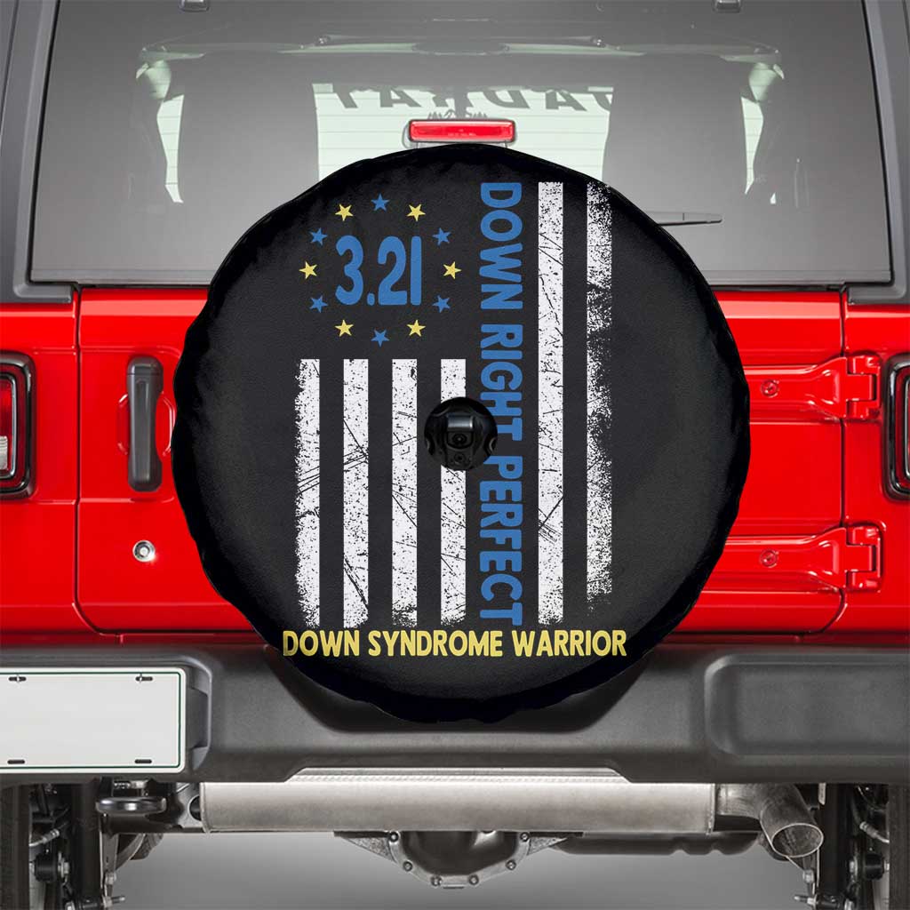 World Down Syndrome Day Spare Tire Cover Blue Yellow Ribbon American Flag 321