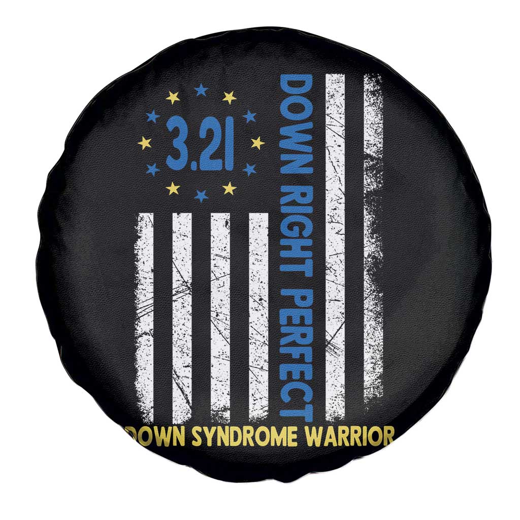 World Down Syndrome Day Spare Tire Cover Blue Yellow Ribbon American Flag 321