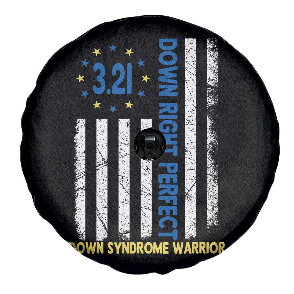 World Down Syndrome Day Spare Tire Cover Blue Yellow Ribbon American Flag 321