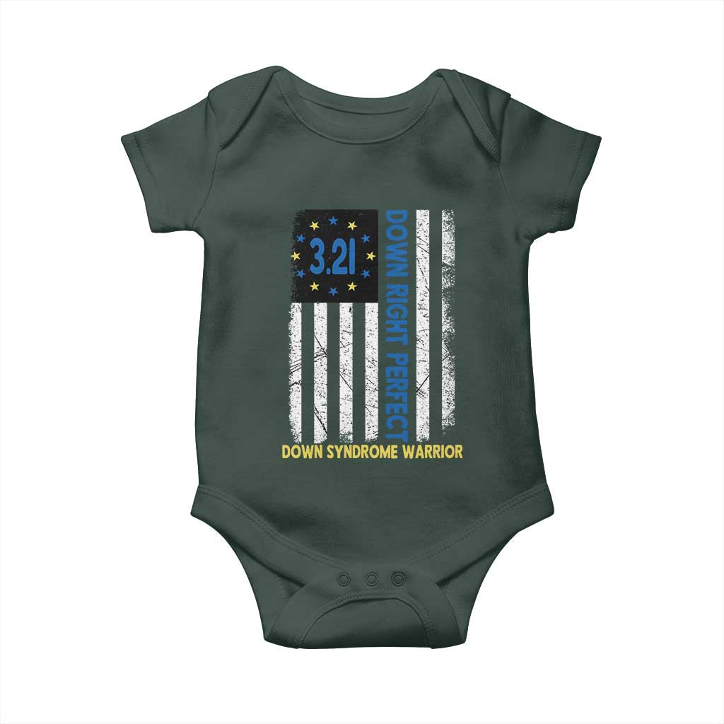 World Down Syndrome Day Baby Onesie Blue Yellow Ribbon American Flag 321