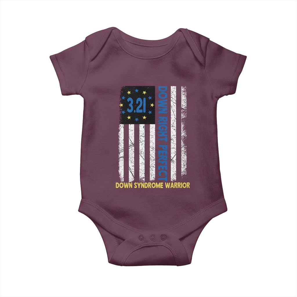 World Down Syndrome Day Baby Onesie Blue Yellow Ribbon American Flag 321