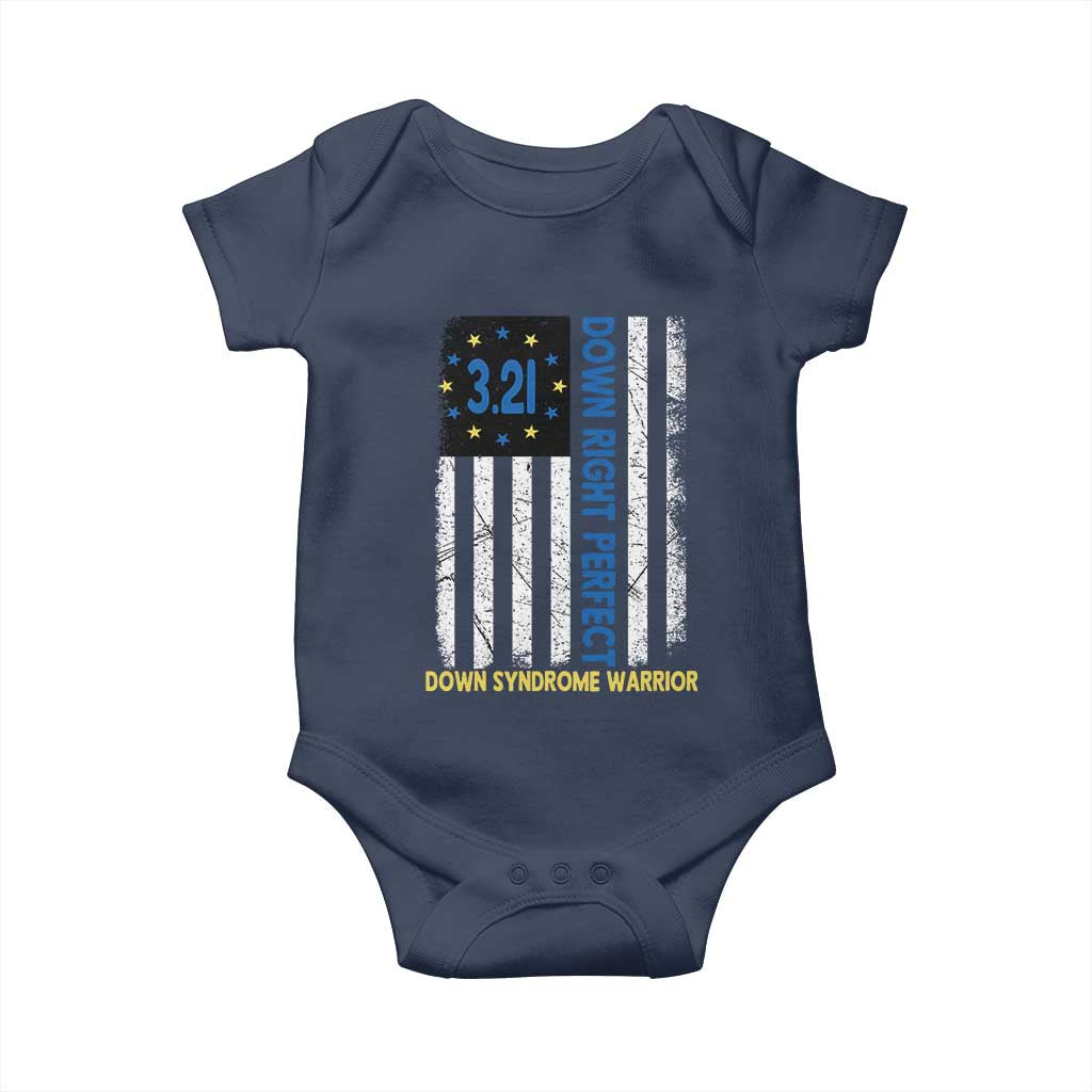 World Down Syndrome Day Baby Onesie Blue Yellow Ribbon American Flag 321