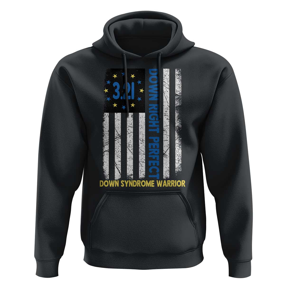 World Down Syndrome Day Hoodie Blue Yellow Ribbon American Flag 321