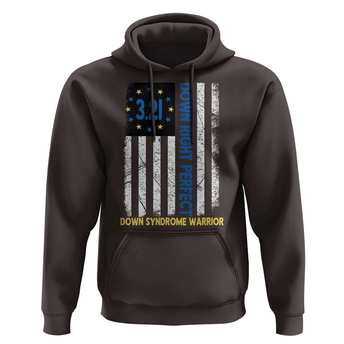 World Down Syndrome Day Hoodie Blue Yellow Ribbon American Flag 321
