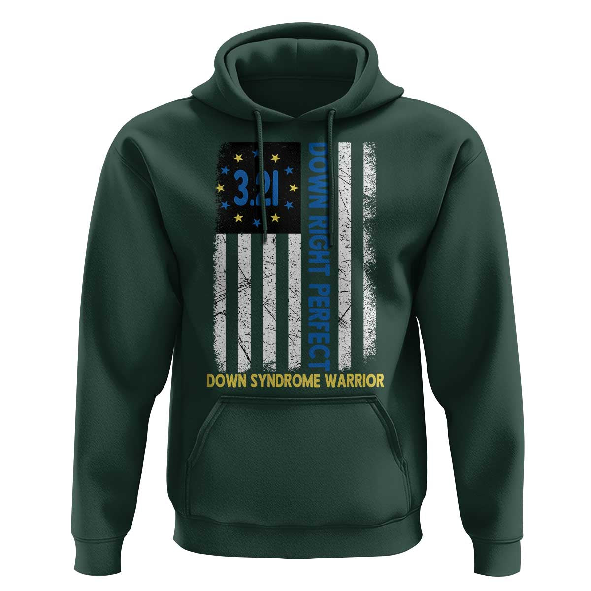 World Down Syndrome Day Hoodie Blue Yellow Ribbon American Flag 321