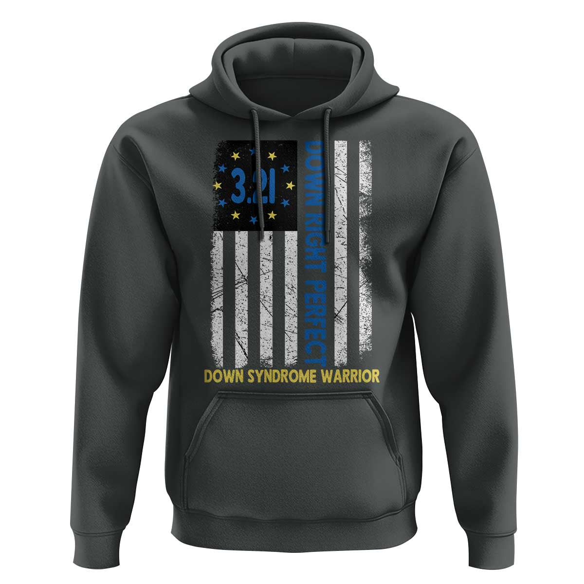 World Down Syndrome Day Hoodie Blue Yellow Ribbon American Flag 321