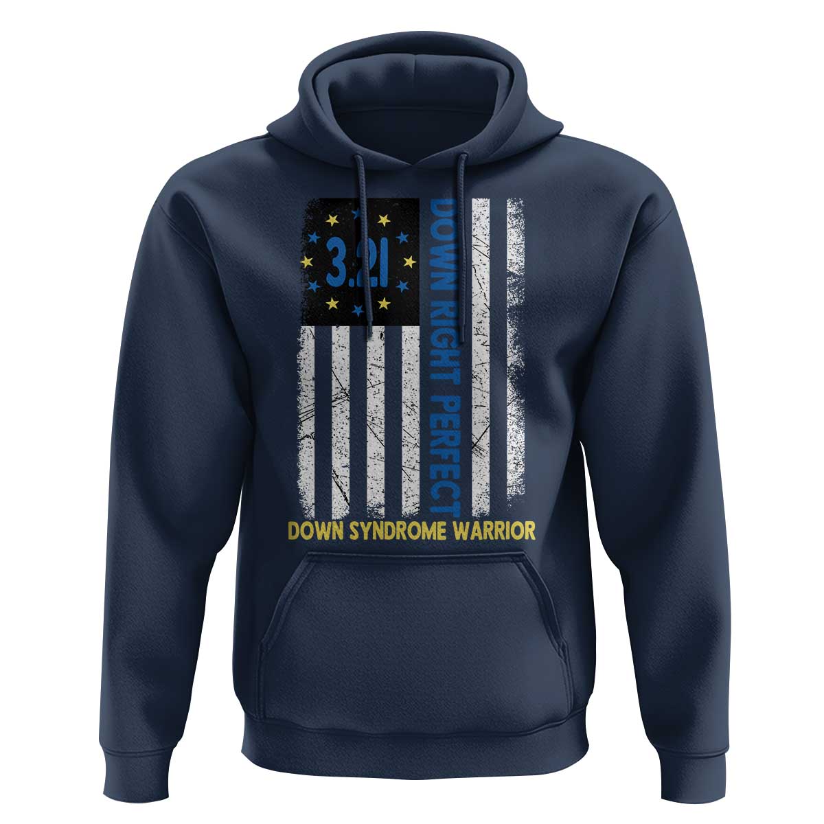 World Down Syndrome Day Hoodie Blue Yellow Ribbon American Flag 321