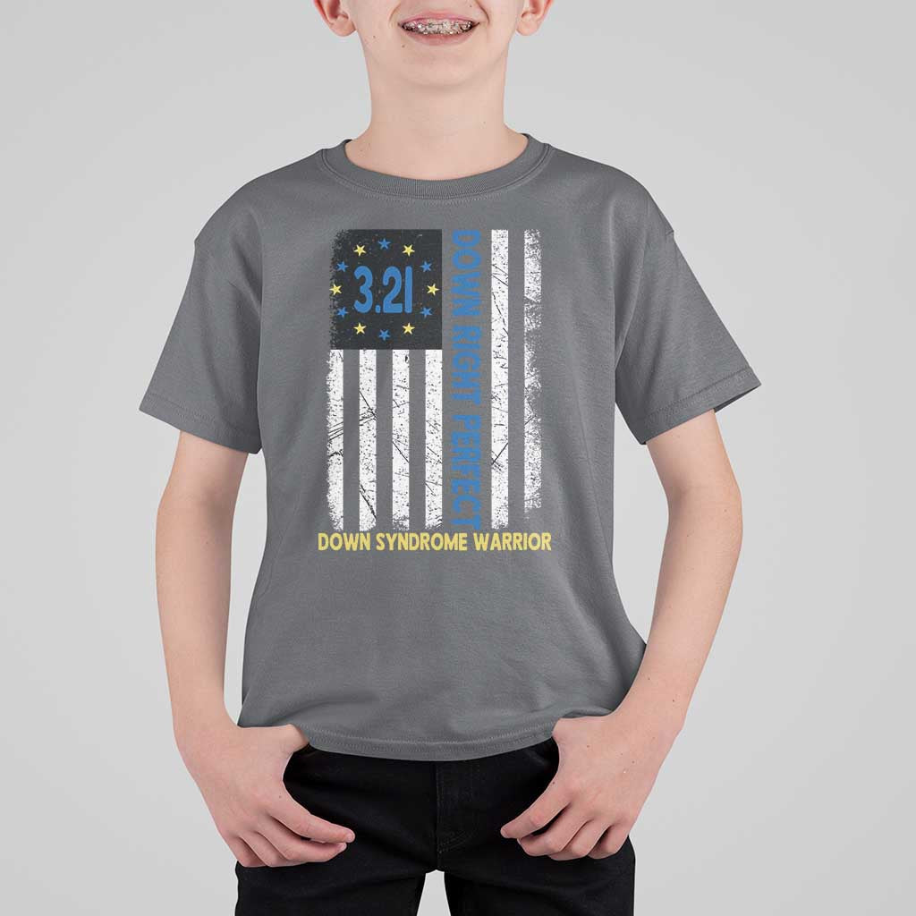World Down Syndrome Day T Shirt For Kid Blue Yellow Ribbon American Flag 321
