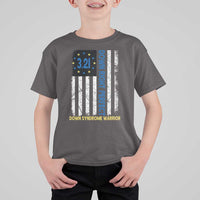 World Down Syndrome Day T Shirt For Kid Blue Yellow Ribbon American Flag 321