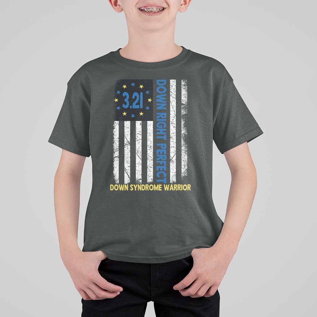 World Down Syndrome Day T Shirt For Kid Blue Yellow Ribbon American Flag 321