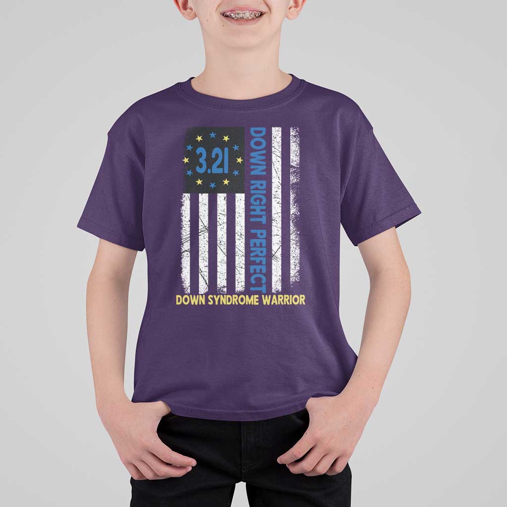 World Down Syndrome Day T Shirt For Kid Blue Yellow Ribbon American Flag 321