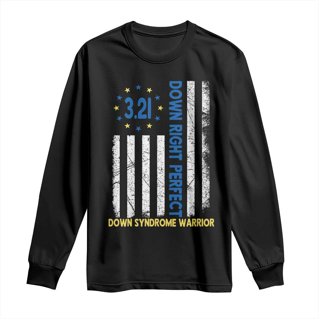 World Down Syndrome Day Long Sleeve Shirt Blue Yellow Ribbon American Flag 321