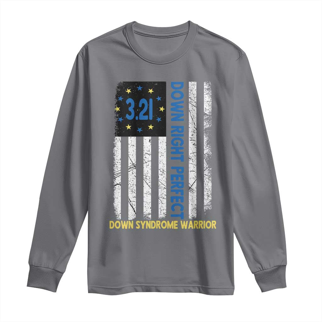 World Down Syndrome Day Long Sleeve Shirt Blue Yellow Ribbon American Flag 321