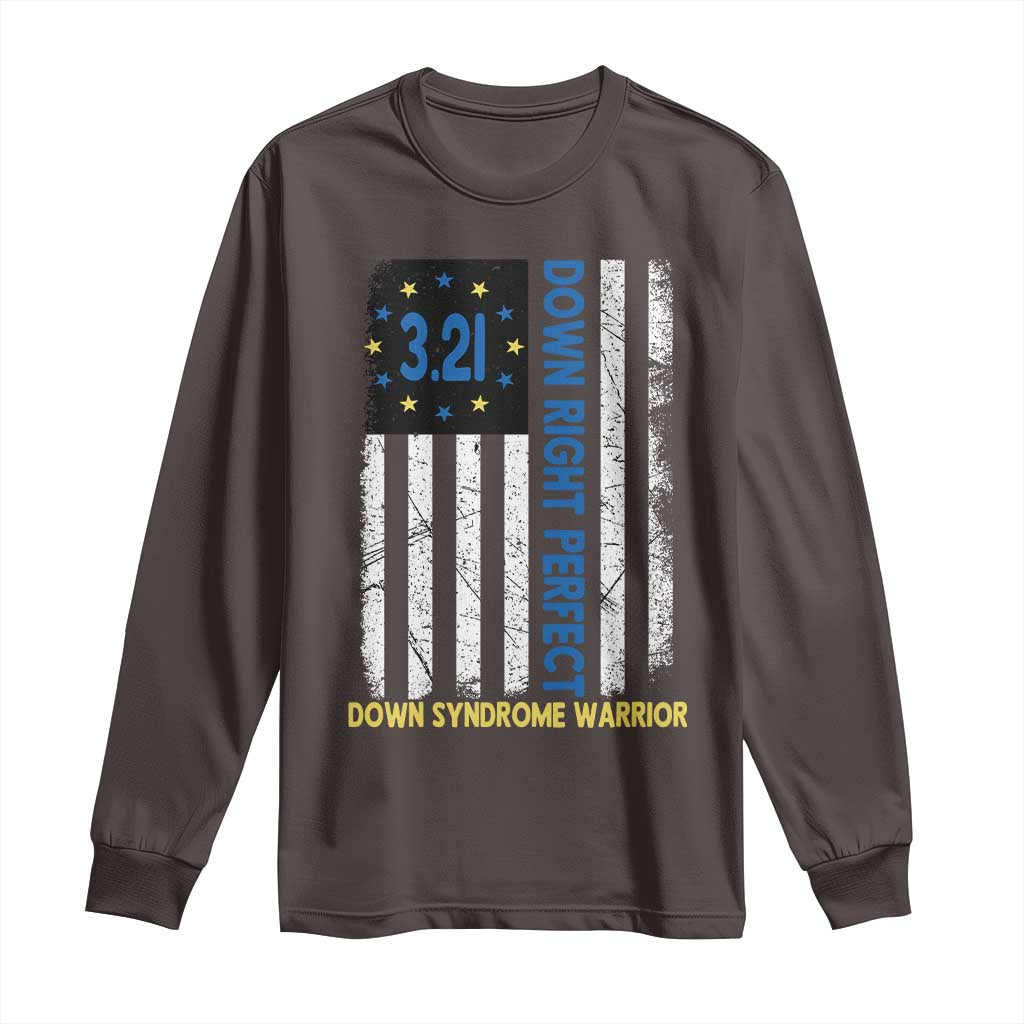 World Down Syndrome Day Long Sleeve Shirt Blue Yellow Ribbon American Flag 321