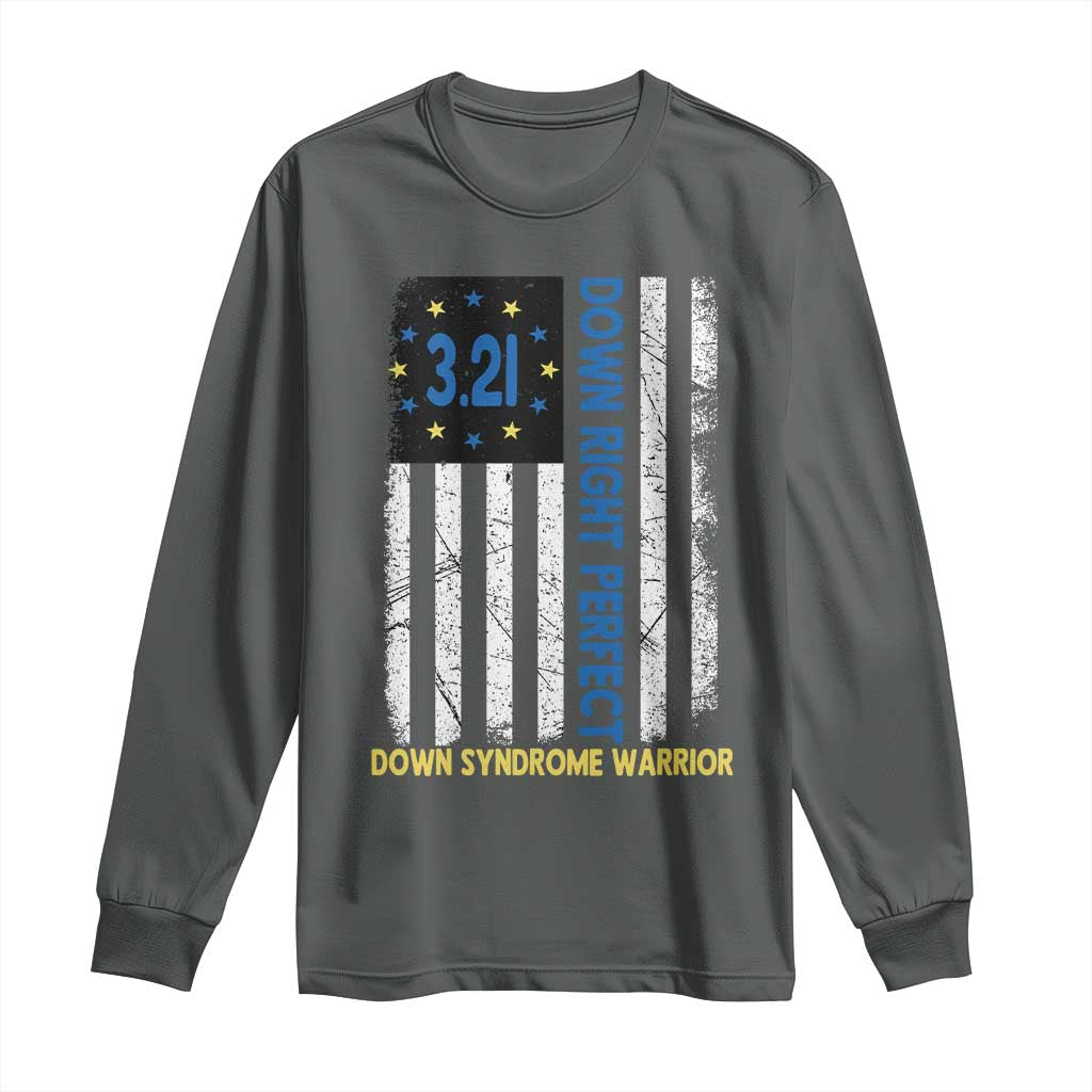 World Down Syndrome Day Long Sleeve Shirt Blue Yellow Ribbon American Flag 321