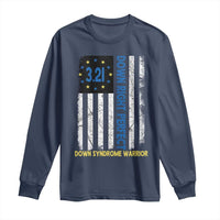 World Down Syndrome Day Long Sleeve Shirt Blue Yellow Ribbon American Flag 321