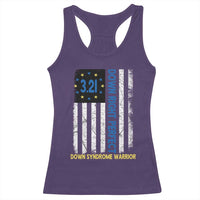 World Down Syndrome Day Racerback Tank Top Blue Yellow Ribbon American Flag 321