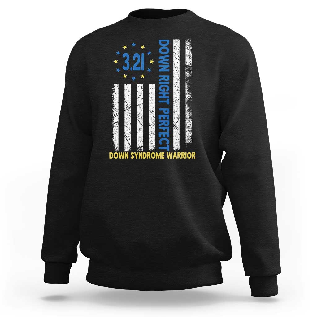 World Down Syndrome Day Sweatshirt Blue Yellow Ribbon American Flag 321