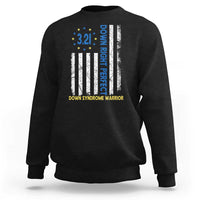 World Down Syndrome Day Sweatshirt Blue Yellow Ribbon American Flag 321
