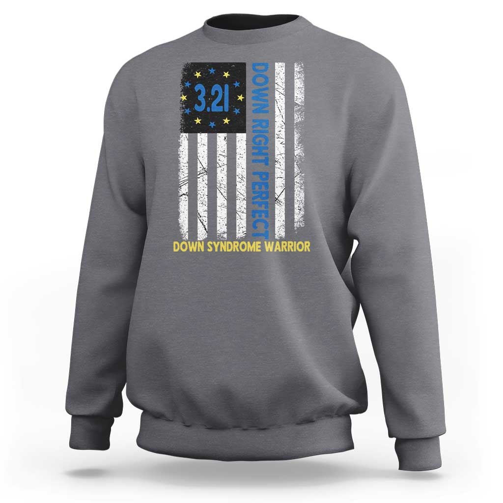 World Down Syndrome Day Sweatshirt Blue Yellow Ribbon American Flag 321