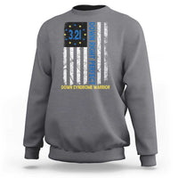 World Down Syndrome Day Sweatshirt Blue Yellow Ribbon American Flag 321