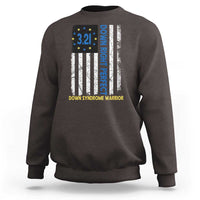 World Down Syndrome Day Sweatshirt Blue Yellow Ribbon American Flag 321