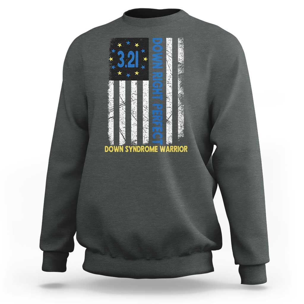 World Down Syndrome Day Sweatshirt Blue Yellow Ribbon American Flag 321