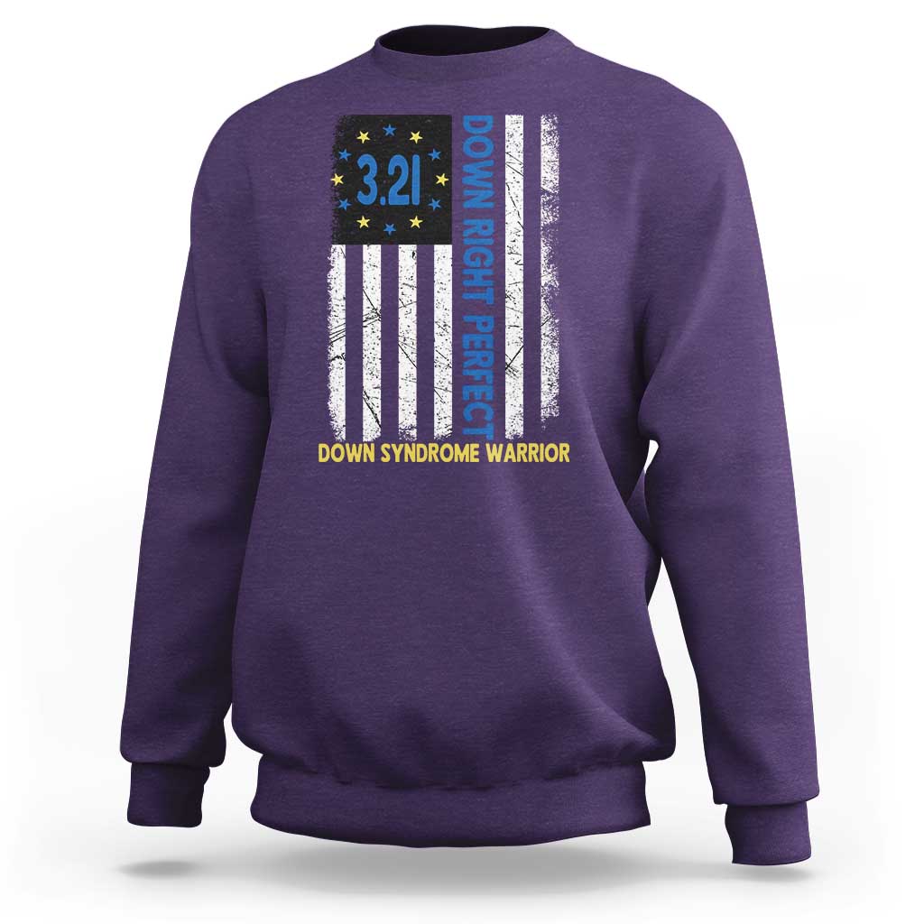 World Down Syndrome Day Sweatshirt Blue Yellow Ribbon American Flag 321
