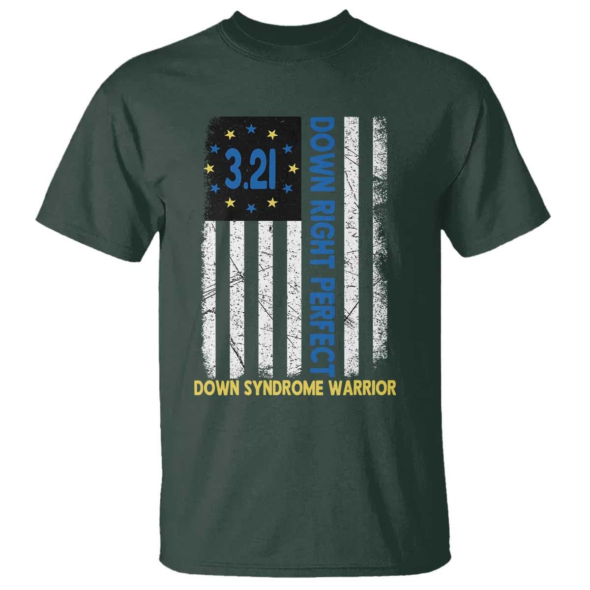 World Down Syndrome Day T Shirt Blue Yellow Ribbon American Flag 321