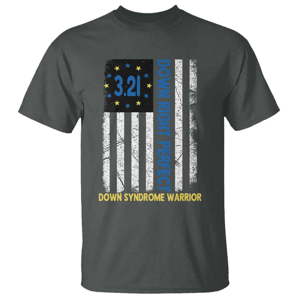 World Down Syndrome Day T Shirt Blue Yellow Ribbon American Flag 321