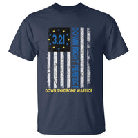 World Down Syndrome Day T Shirt Blue Yellow Ribbon American Flag 321