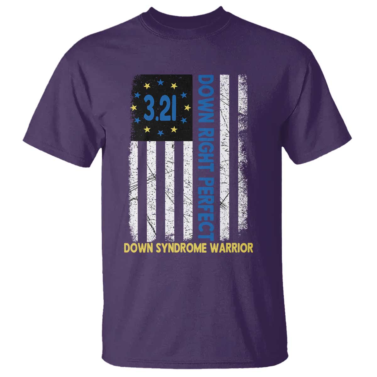 World Down Syndrome Day T Shirt Blue Yellow Ribbon American Flag 321