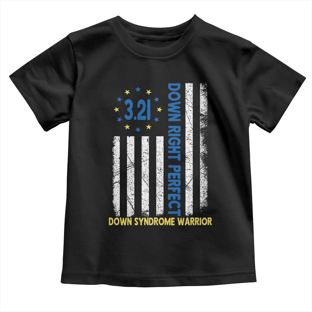 World Down Syndrome Day Toddler T Shirt Blue Yellow Ribbon American Flag 321