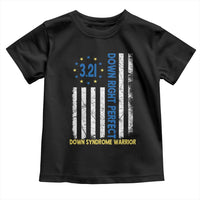 World Down Syndrome Day Toddler T Shirt Blue Yellow Ribbon American Flag 321