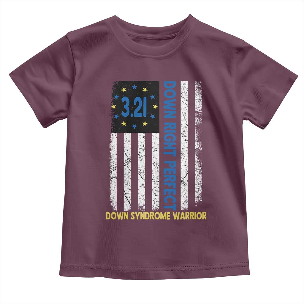 World Down Syndrome Day Toddler T Shirt Blue Yellow Ribbon American Flag 321
