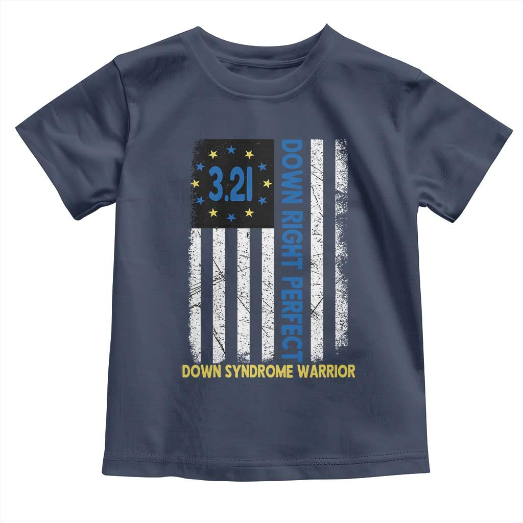 World Down Syndrome Day Toddler T Shirt Blue Yellow Ribbon American Flag 321