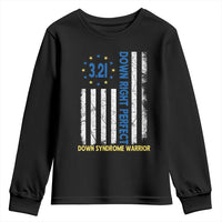 World Down Syndrome Day Youth Sweatshirt Blue Yellow Ribbon American Flag 321
